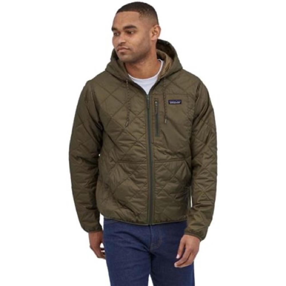 Patagonia Diamond Quilted Bomber Hoody in Basin Green